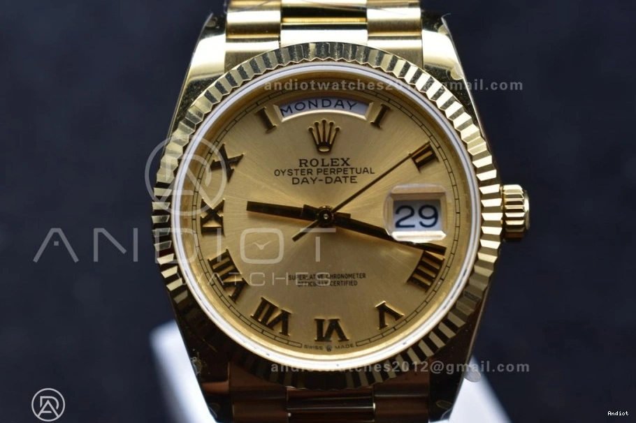 Dial President Gold (Gain Edition Steel vr3255 Bracelet with DayDate QF Mark 36 on Weight) V5 YG Roman Best 904L 0309